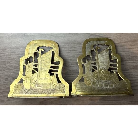 Decor Other - VTG Bronze Ship Bookends Nautical Decor Sailing-Chinh-Dragon